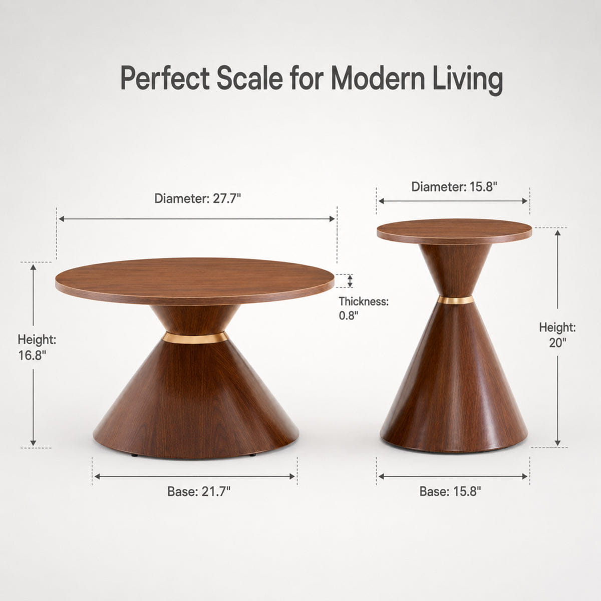 Base Streamdale 2 - Piece Round Coffee Table Set, Walnut Texture & Metal Base