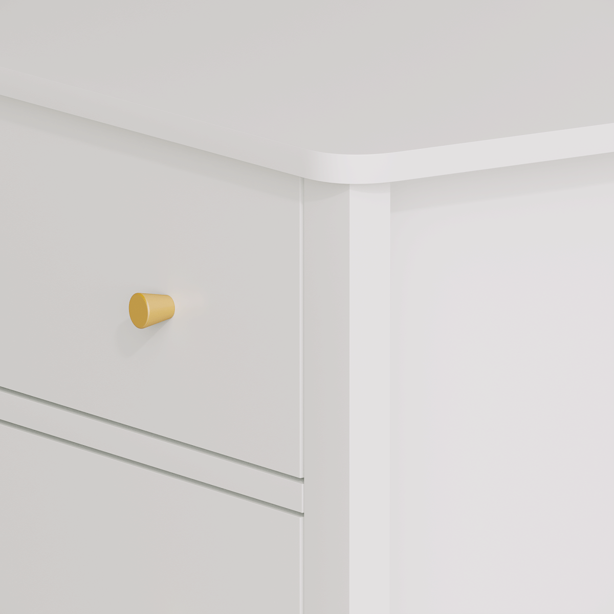 Drawer Streamdale White 3 - Drawer Modern Dresser with Gold Knobs