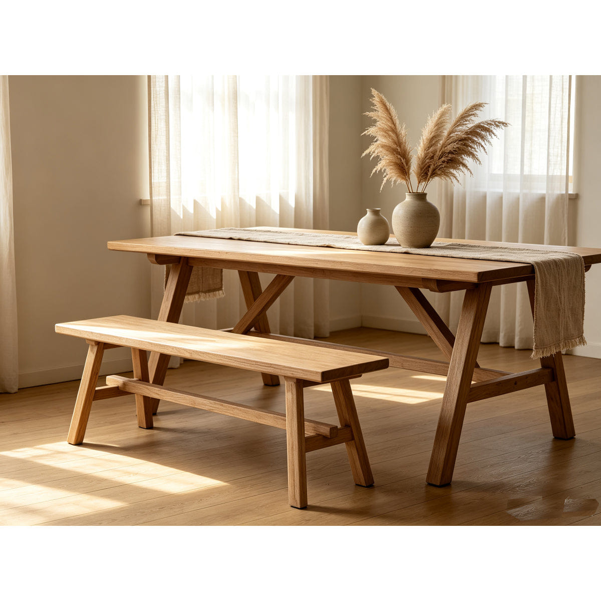 !SOLID Streamdale 55" Rustic Solid Wood Farmhouse Dining Bench