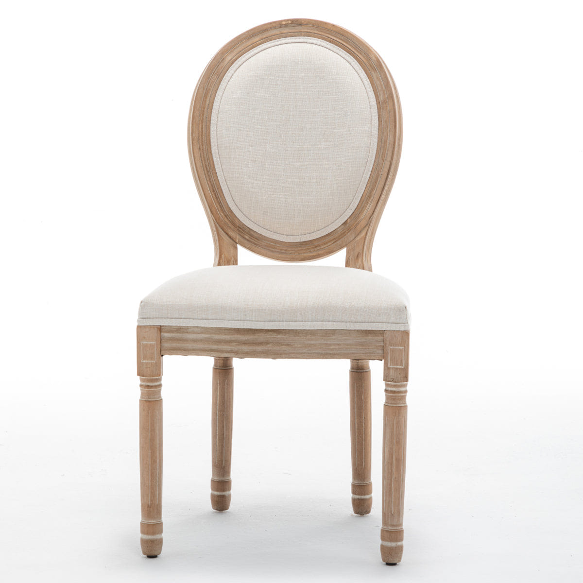!SOLID Streamdale Farmhouse Solid Wood Dining Chairs with Linen Cushions, Beige, Set of 2