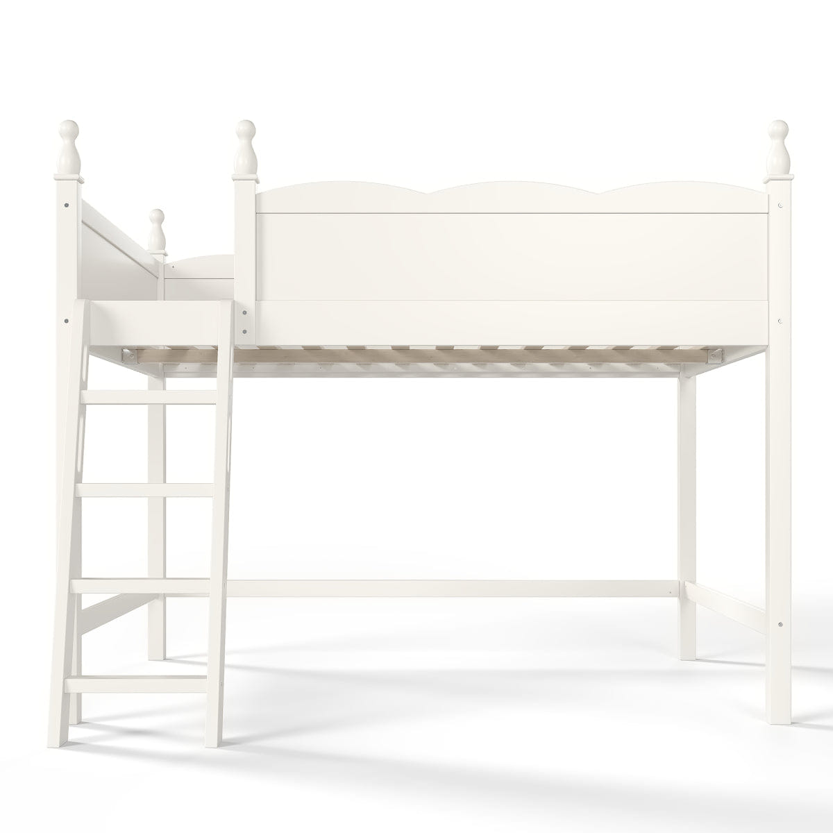 !SOLID Streamdale Full Size Solid Wood Loft Bed with Ladders & Under - Bed Space, Beige