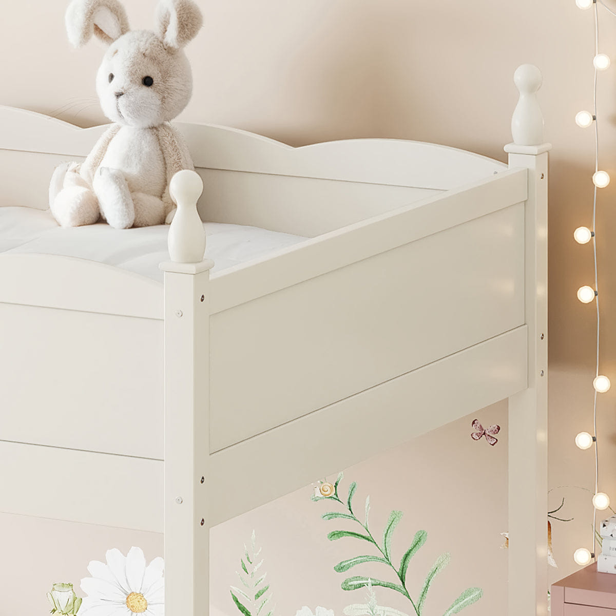 !SOLID Streamdale Full Size Solid Wood Loft Bed with Ladders & Under - Bed Space, Beige