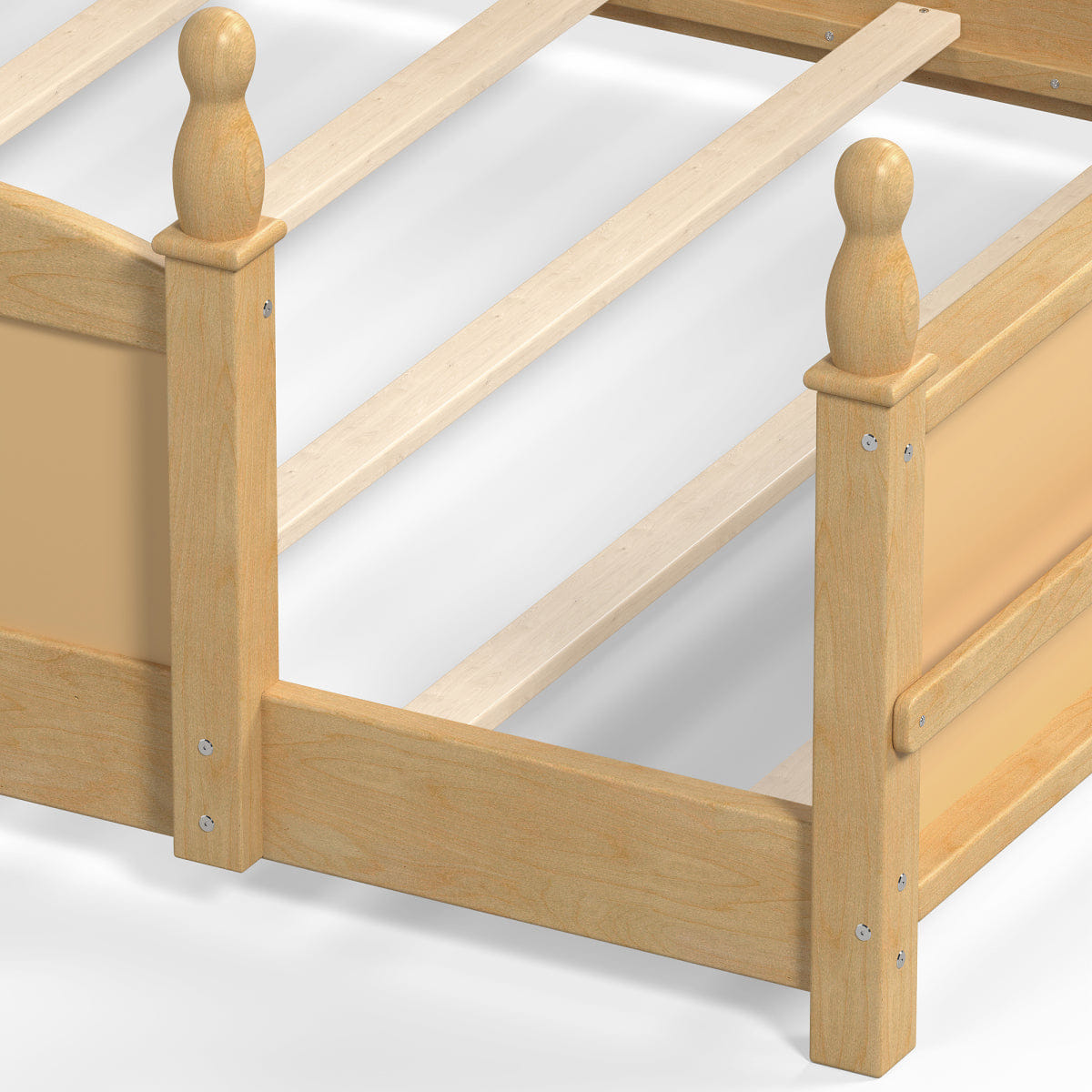 FLOOR Streamdale Full Floor Bed with Guardrails & Bookshelf, Natural