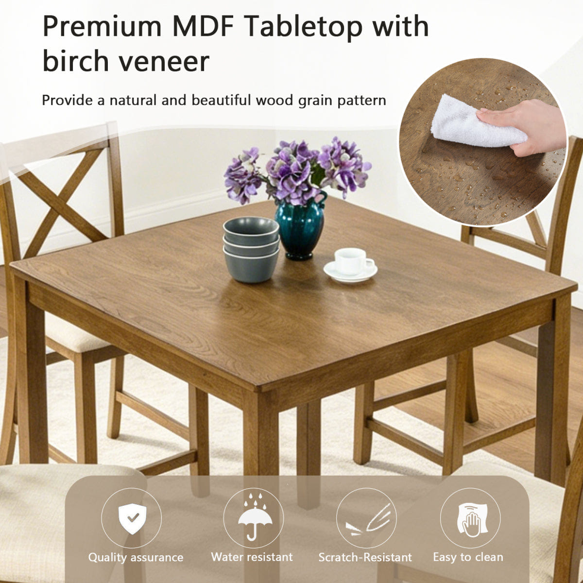 Back Streamdale Oak 5 - Piece Counter Height Dining Set with X - Back Chairs
