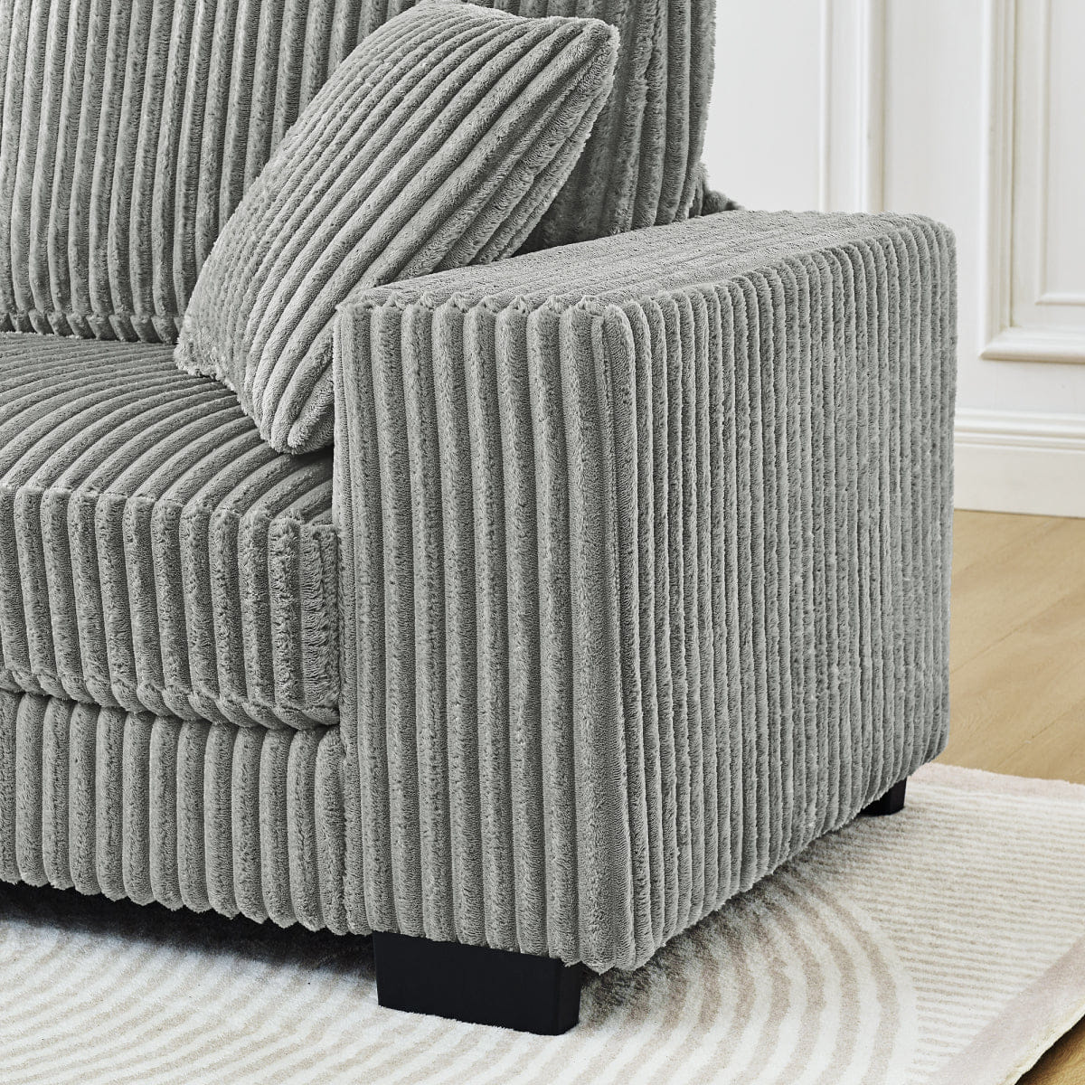 Corduroy Streamdale Corduroy Tufted L - Shaped Modular Sleeper Sectional Sofa with Movable Ottoman, Gray