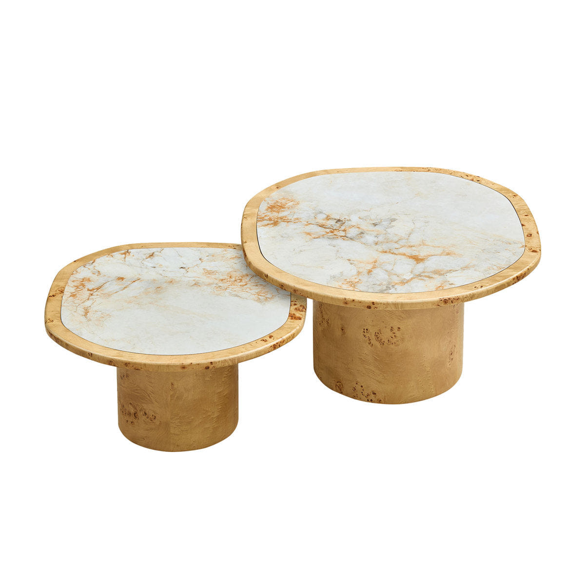 WOOD Streamdale Burl Wood Veneer & Sintered Stone Irregular Coffee Table Set (2 - Piece)