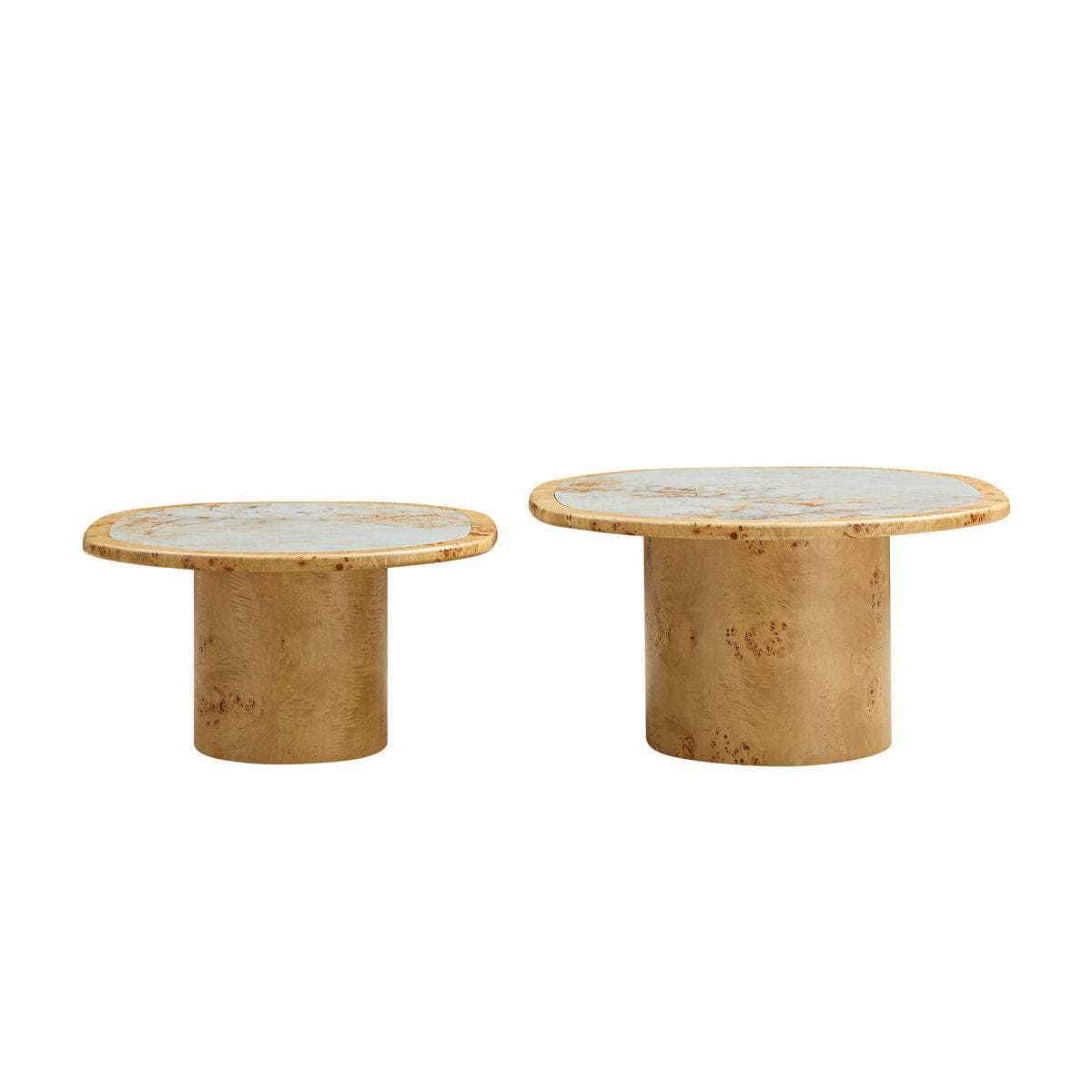 WOOD Streamdale Burl Wood Veneer & Sintered Stone Irregular Coffee Table Set (2 - Piece)