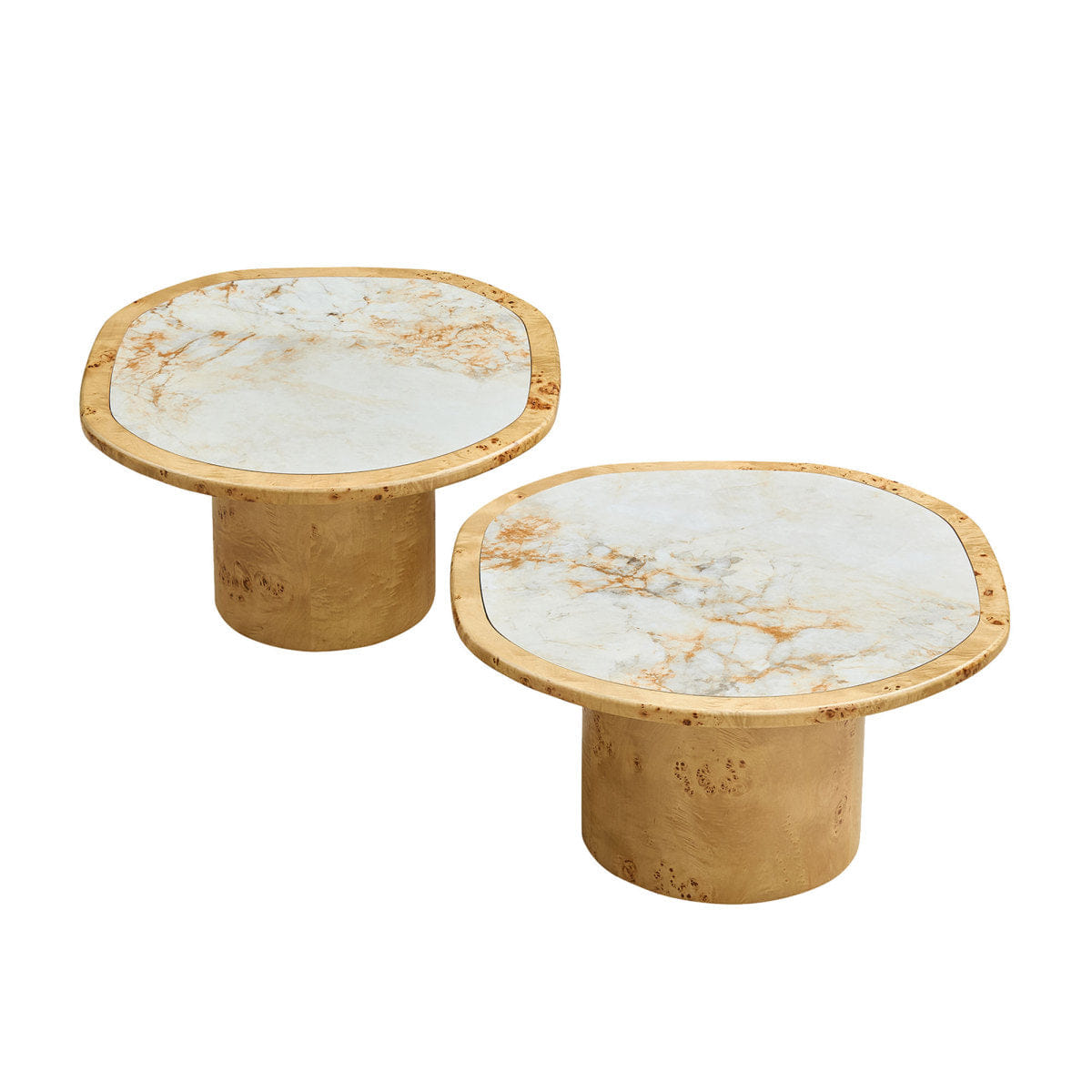 WOOD Streamdale Burl Wood Veneer & Sintered Stone Irregular Coffee Table Set (2 - Piece)