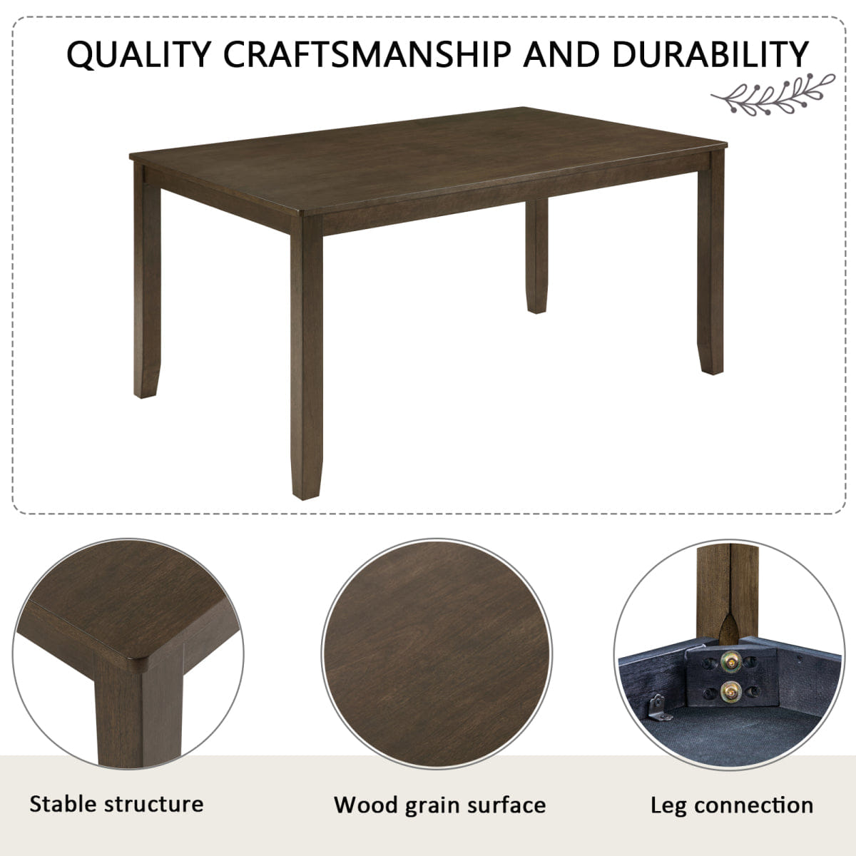 And Streamdale 6 - Piece Farmhouse Dining Table Set with Bench and Chairs, Walnut