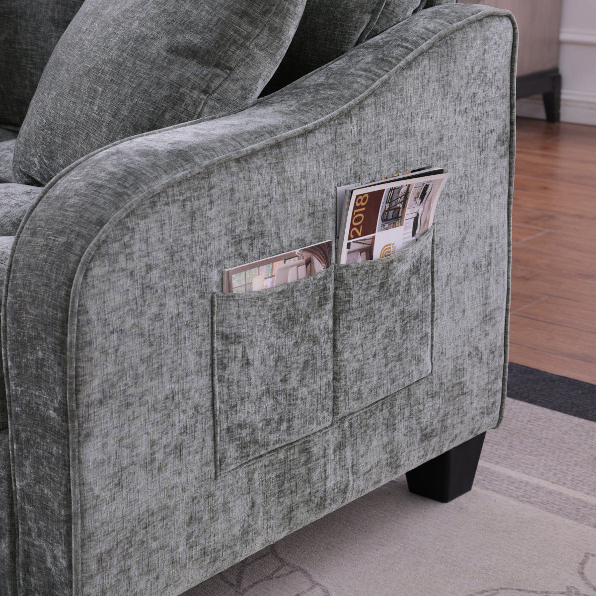 TWO Streamdale Grey Two - Seater Sofa Chaise with Storage Footrest & Pillows