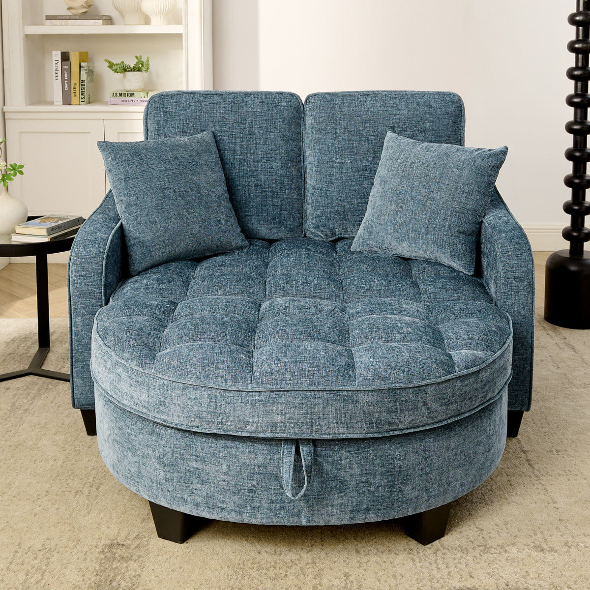 Blue Streamdale Blue 2 - Seater Sofa Chaise with Storage Footrest & Pillows