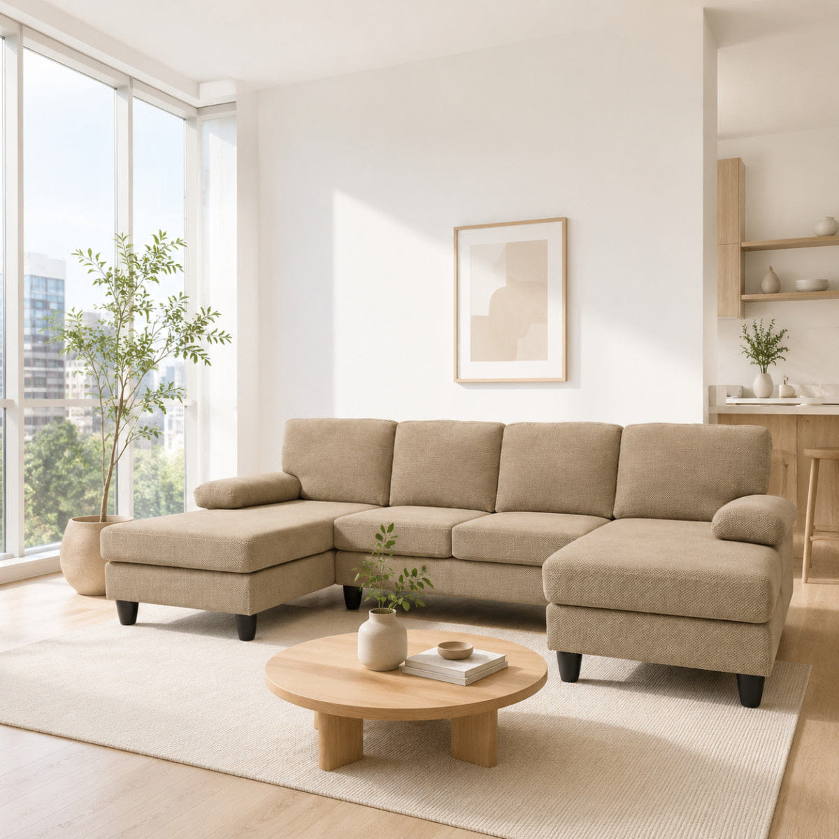 DUAL Streamdale Upholstery U - Shaped Sofa with Dual Chaises and Upholstered Armrests