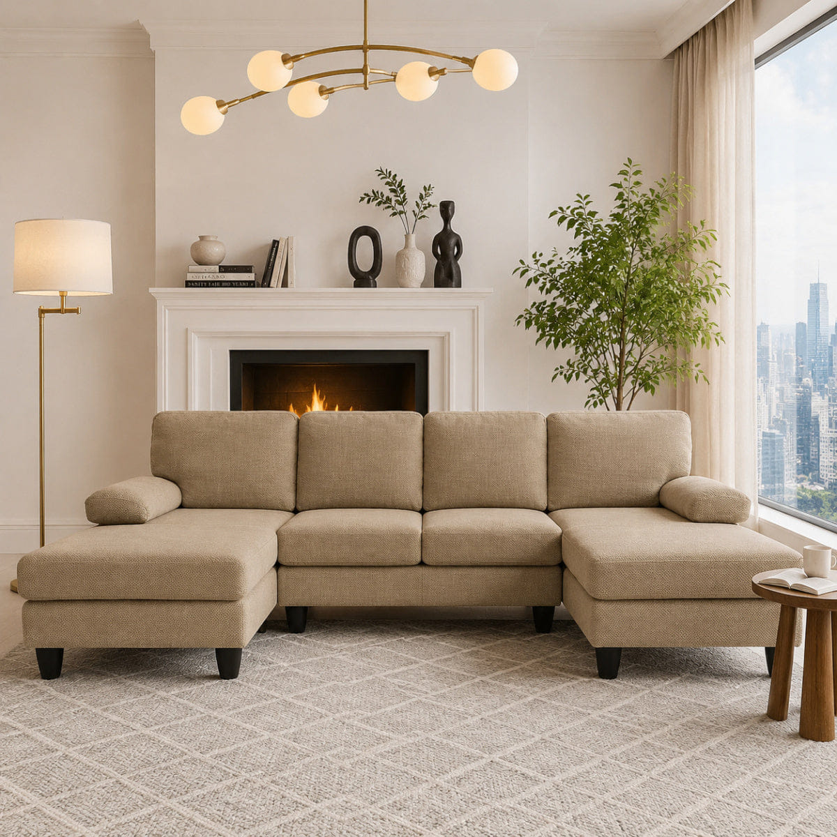 DUAL Streamdale Upholstery U - Shaped Sofa with Dual Chaises and Upholstered Armrests
