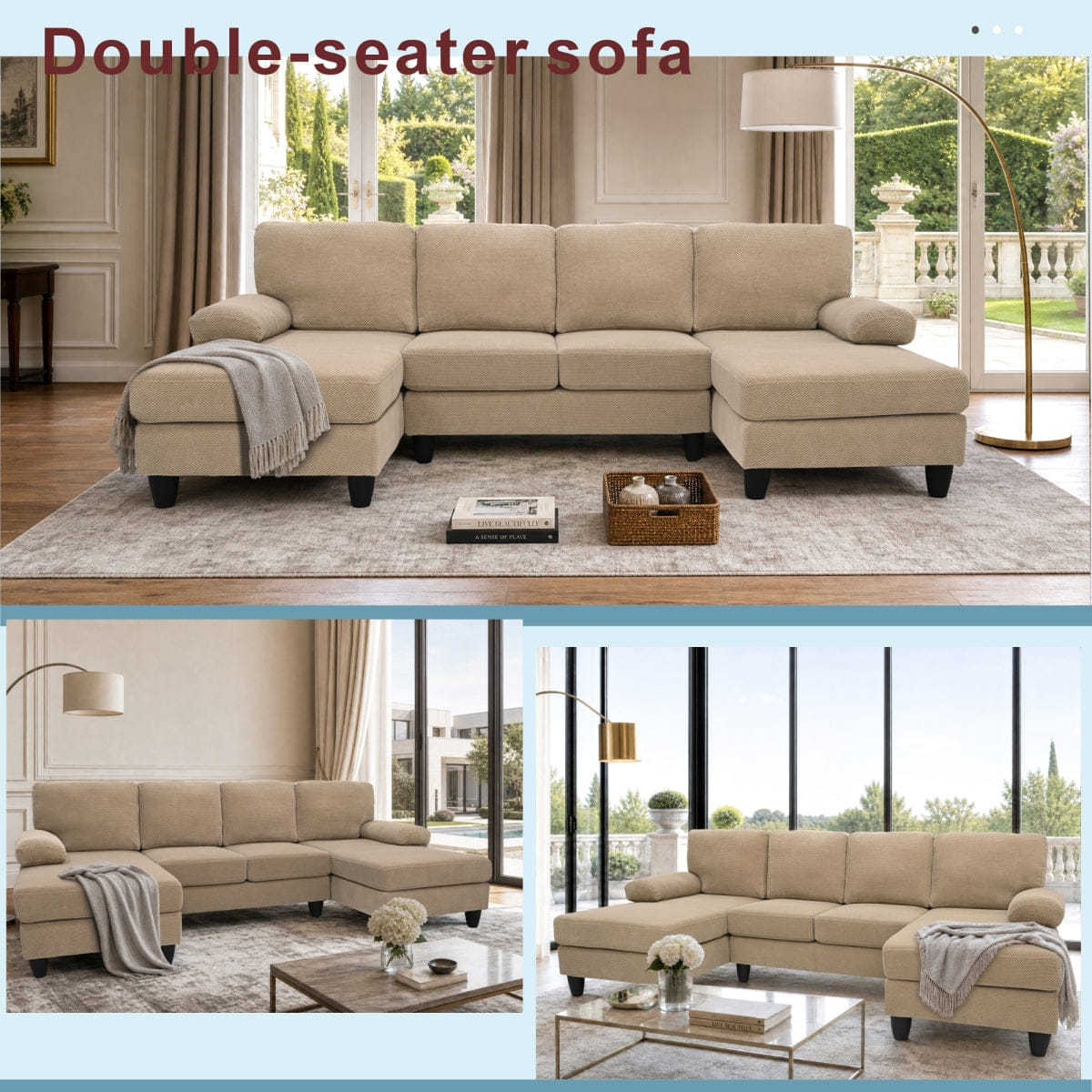 DUAL Streamdale Upholstery U - Shaped Sofa with Dual Chaises and Upholstered Armrests