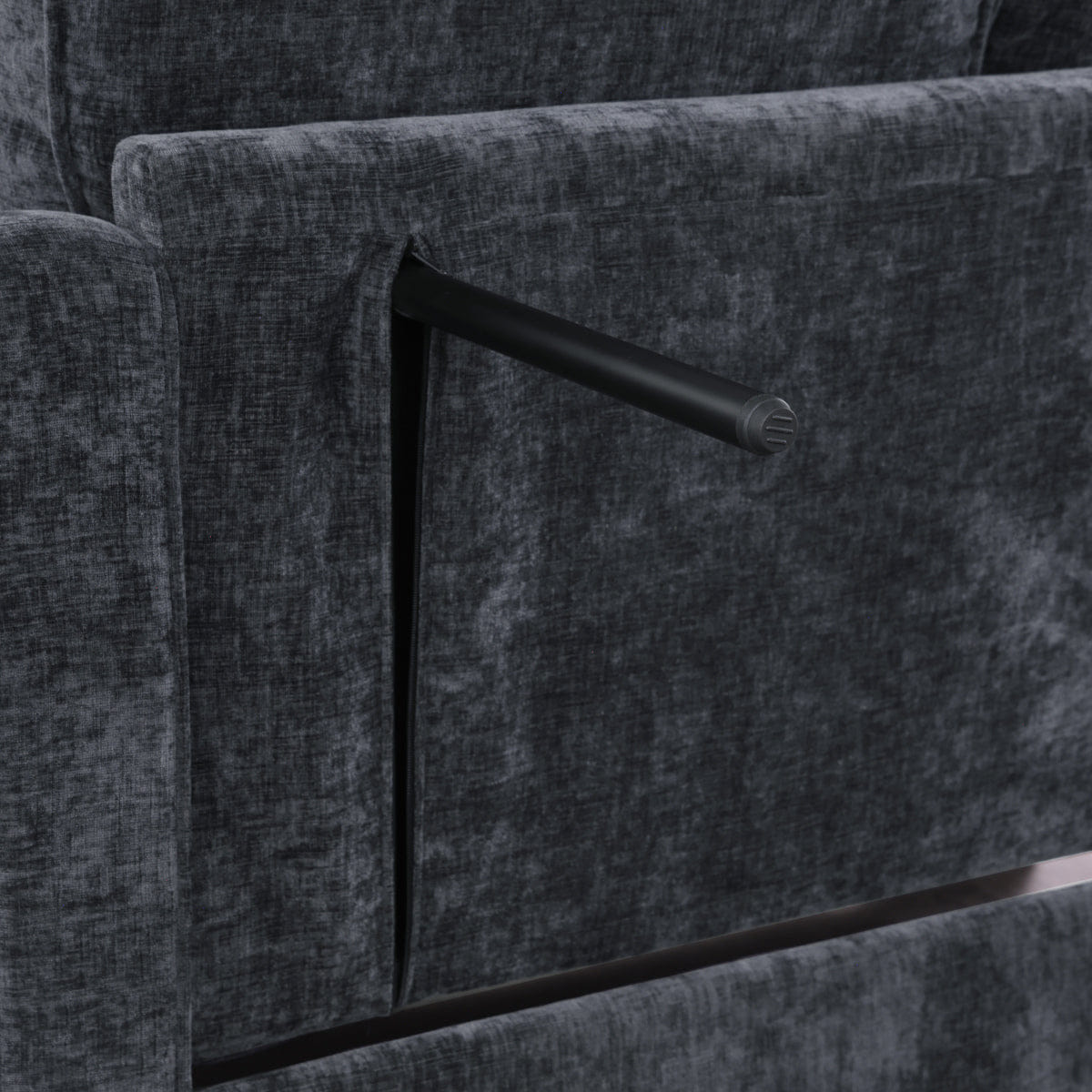 TWO Streamdale Two - Seater Sofa Chaise with Storage Footrest & Pillows - Black