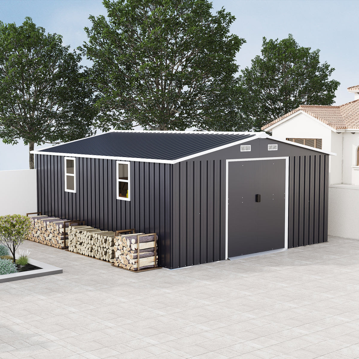 TWO Streamdale 10x12ft Steel Storage Shed with Windows (Two Colors Available)