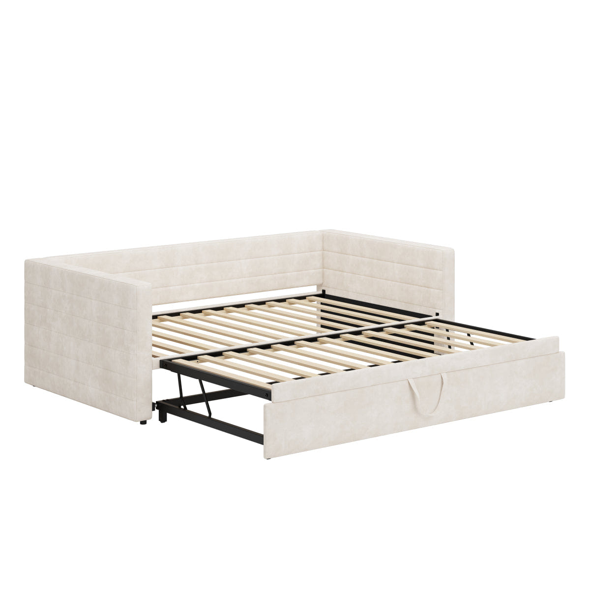 Space Streamdale Twin Upholstered Daybed with Pop - Up Trundle, Space - Saving Twin to King, Beige