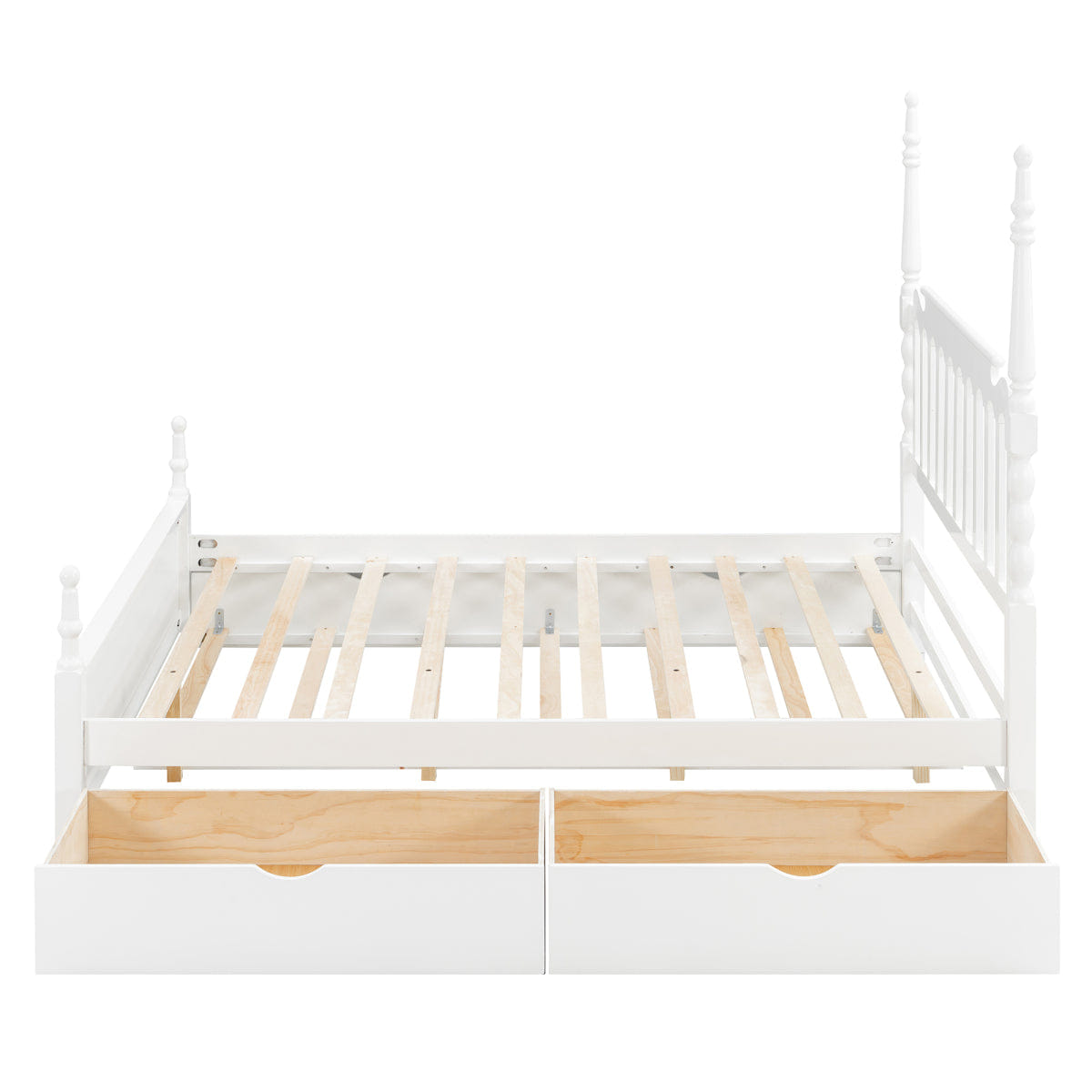 WHITE* Streamdale Queen Size Platform Bed with Twin XL Trundle and 2 Drawers, White