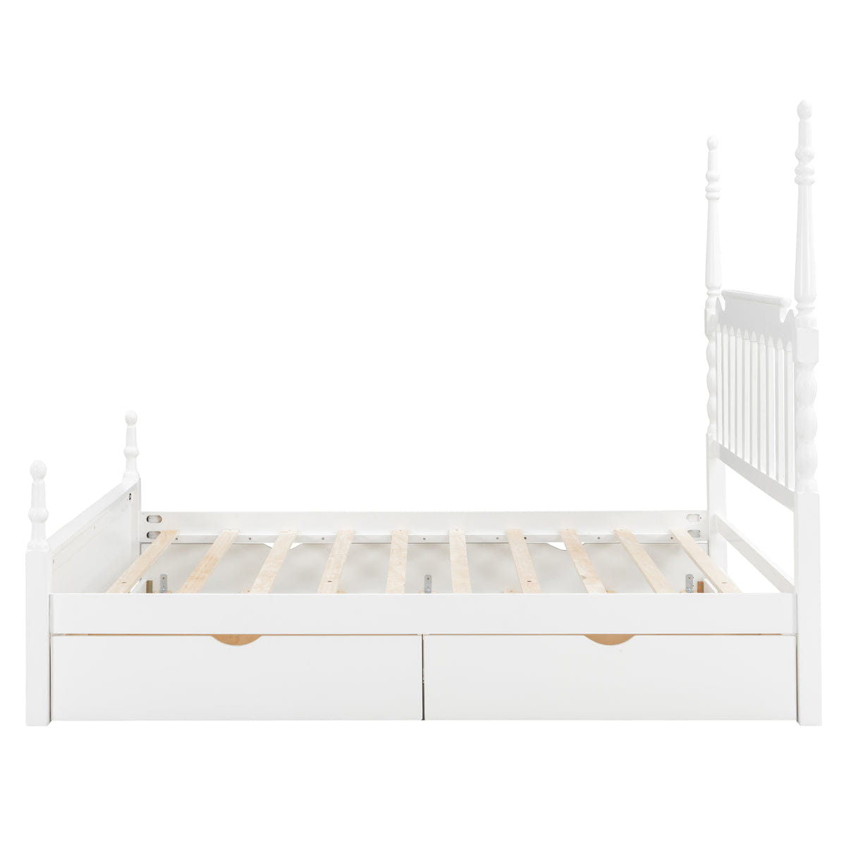 WHITE* Streamdale Queen Size Platform Bed with Twin XL Trundle and 2 Drawers, White