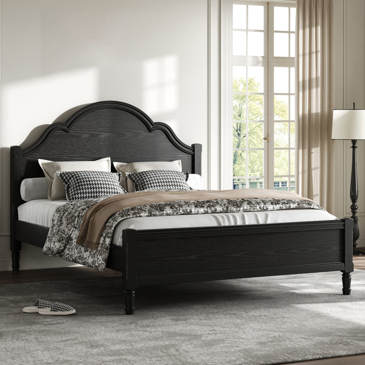 WOOD Streamdale Queen Size Wood Platform Bed with Headboard and Footboard, Black