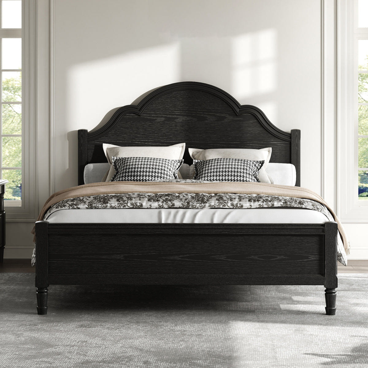 WOOD Streamdale Queen Size Wood Platform Bed with Headboard and Footboard, Black