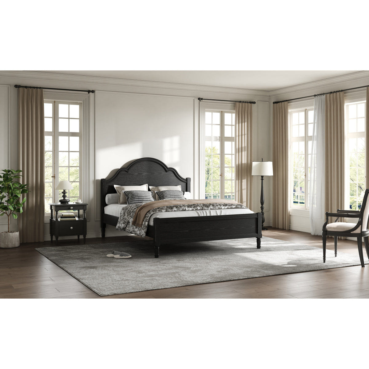 WOOD Streamdale Queen Size Wood Platform Bed with Headboard and Footboard, Black