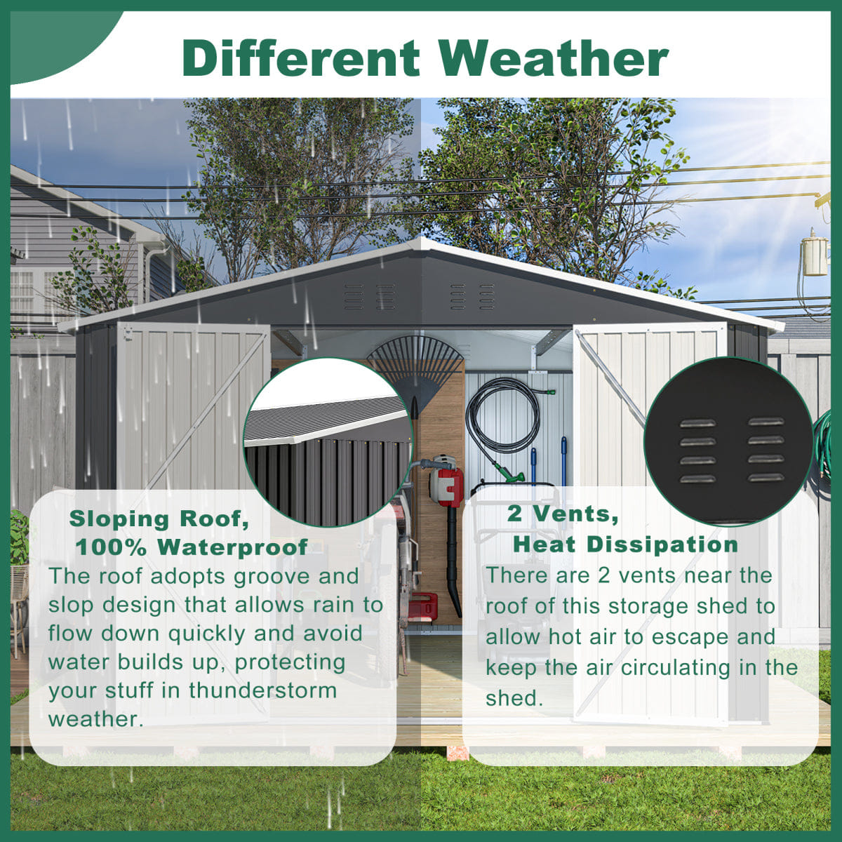 OUTDOOR Streamdale Outdoor Storage Shed 10x12 FT with Lockable Doors, Black
