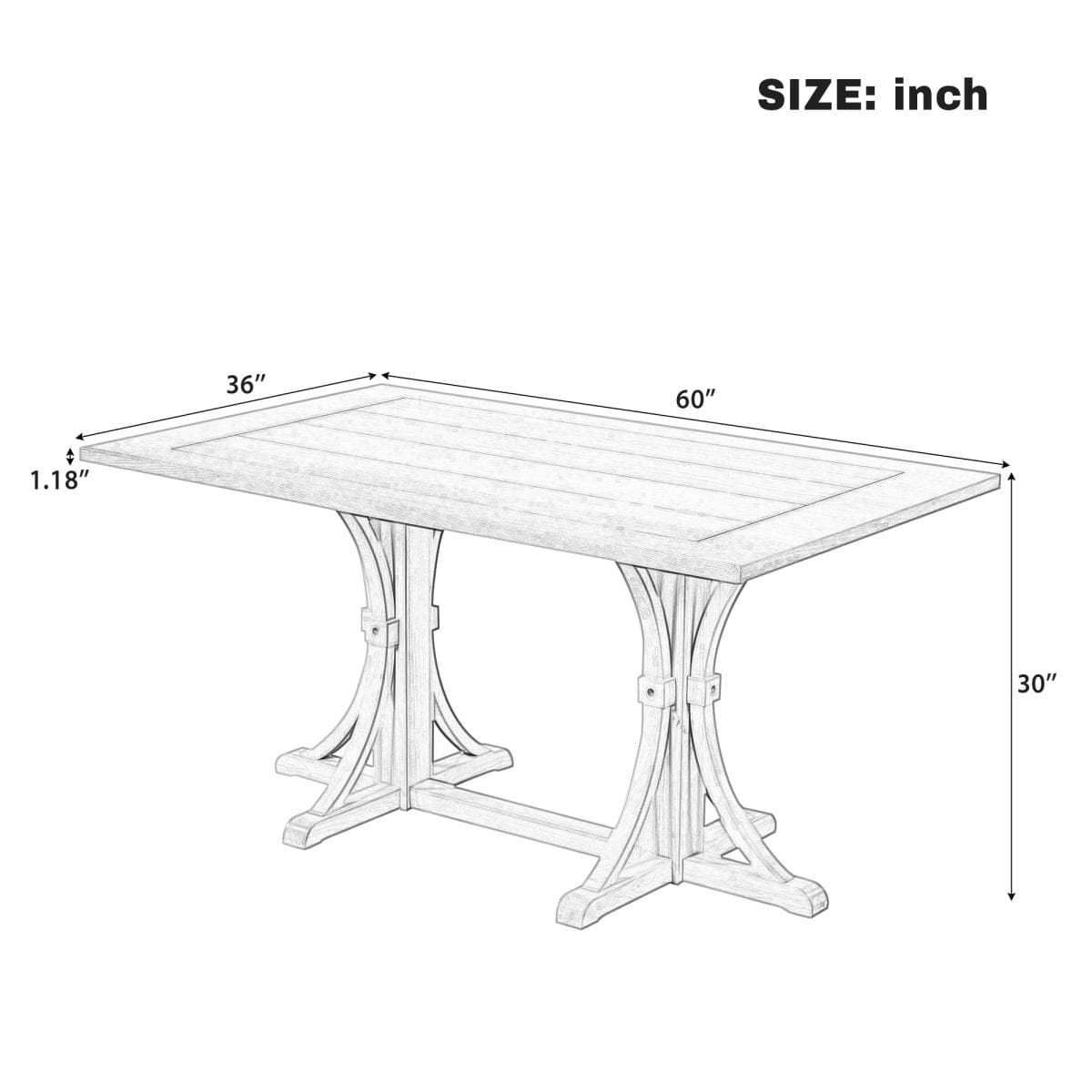 !SOLID Streamdale Solid Wood 60" Rustic Farmhouse Dining Table, Espresso