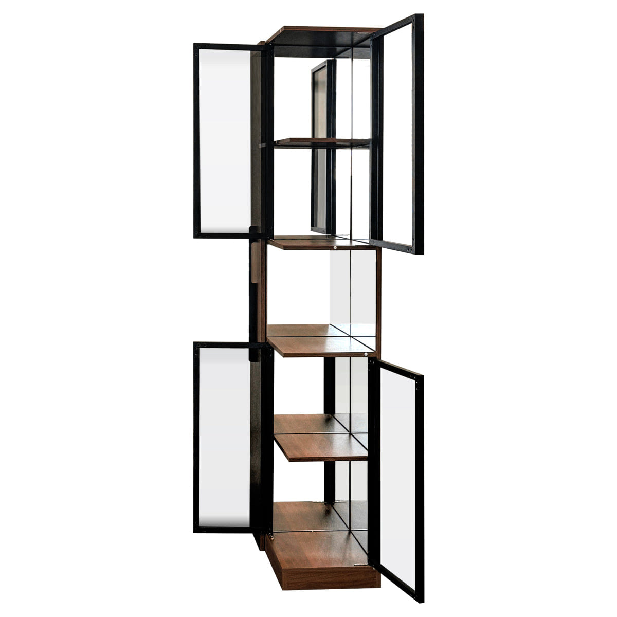 And Streamdale 70" Glass Door Display Cabinet with Lights and Pull - Out Multi - Tier Storage Shelf