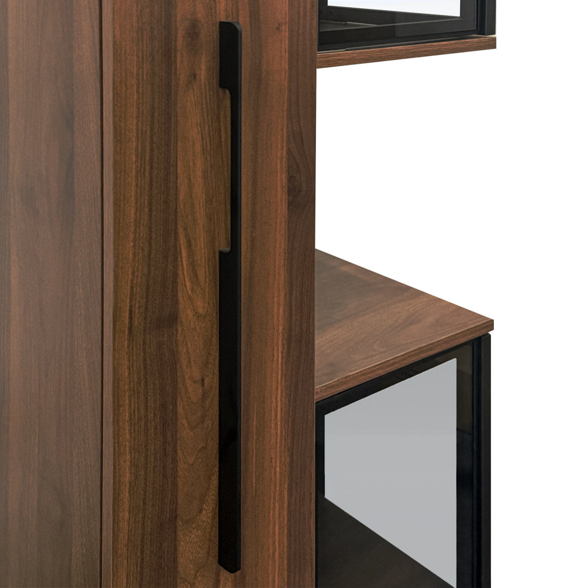 And Streamdale 70" Glass Door Display Cabinet with Lights and Pull - Out Multi - Tier Storage Shelf