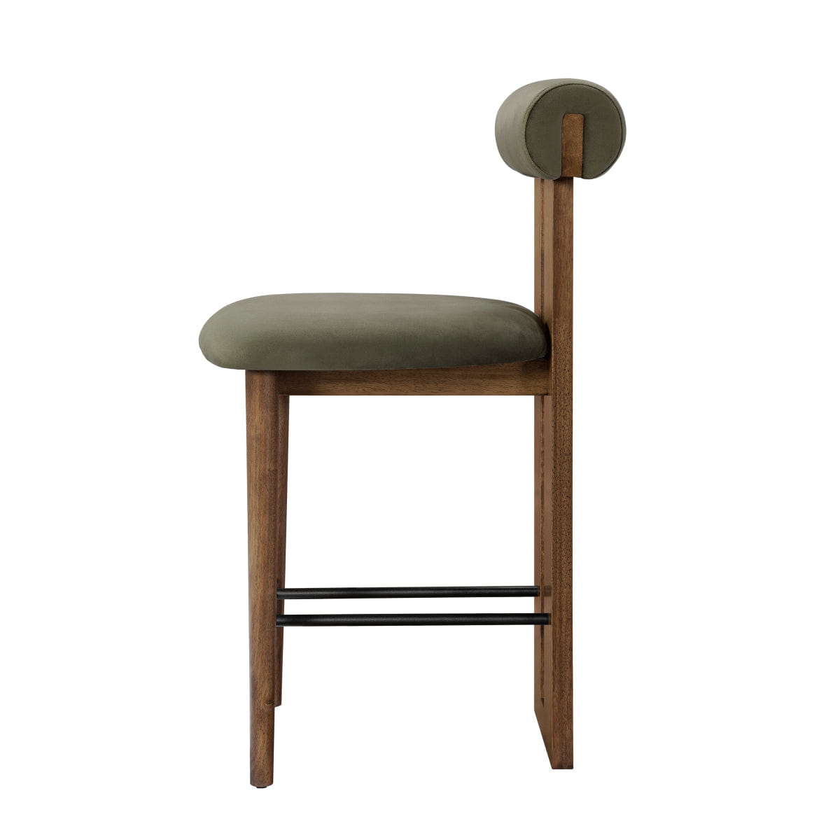Back Streamdale Renee Modern Split - Back Counter Stool, Green/Dark Walnut, Set of 2