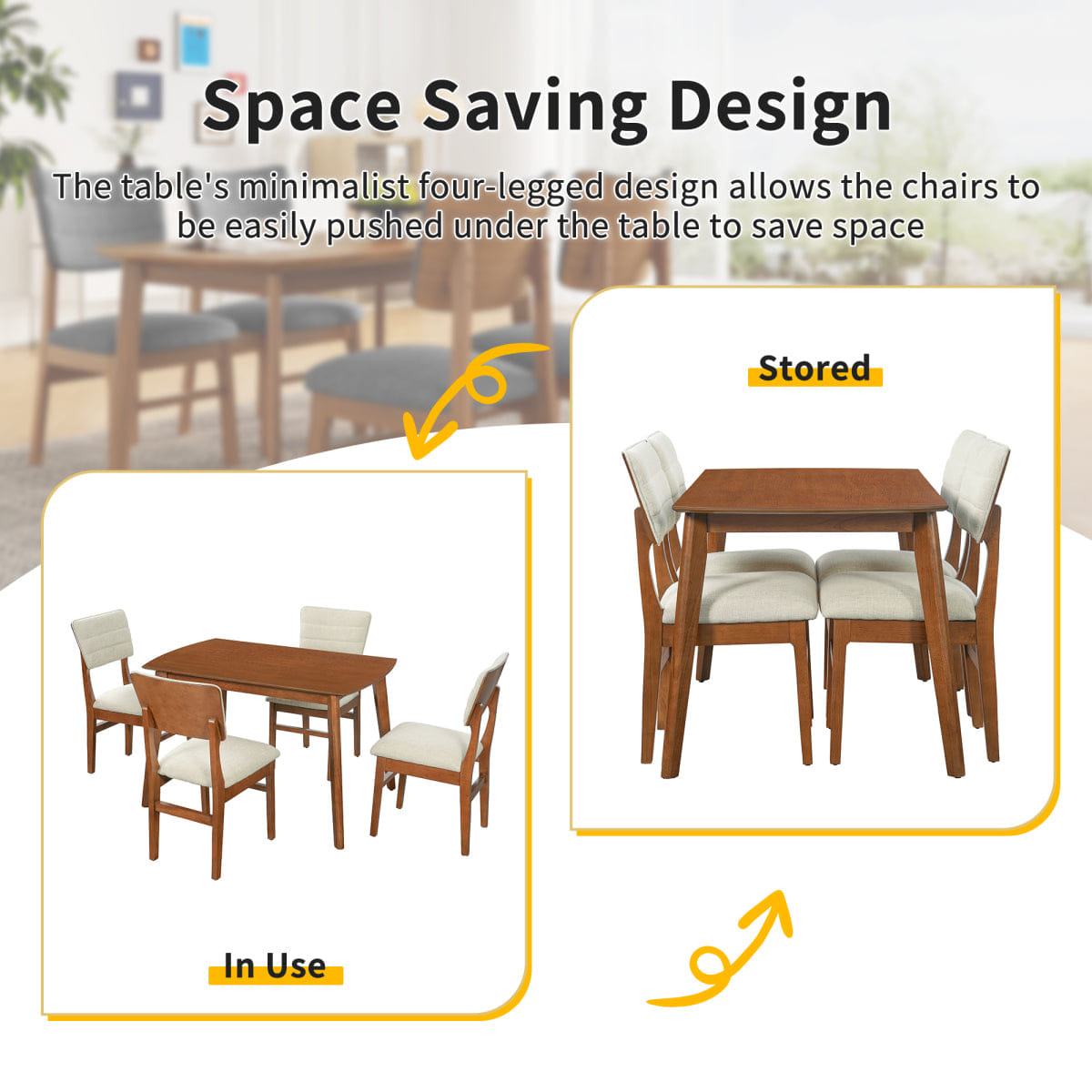 WOOD Streamdale Farmhouse 5 - Piece Wood Dining Table Set with Upholstered Chairs