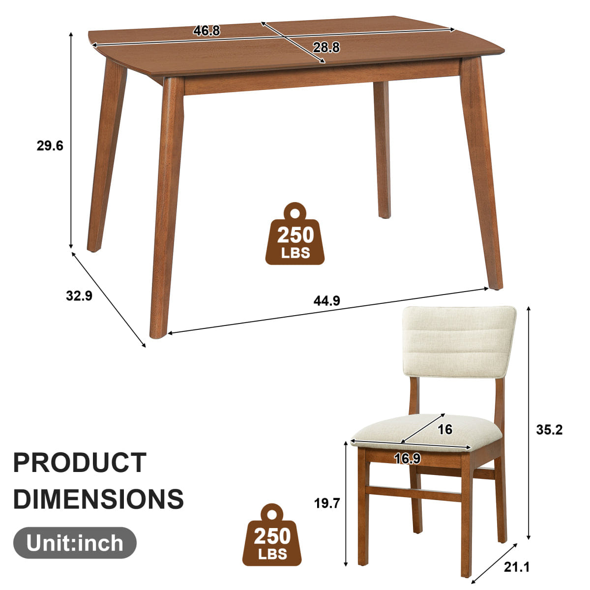WOOD Streamdale Farmhouse 5 - Piece Wood Dining Table Set with Upholstered Chairs
