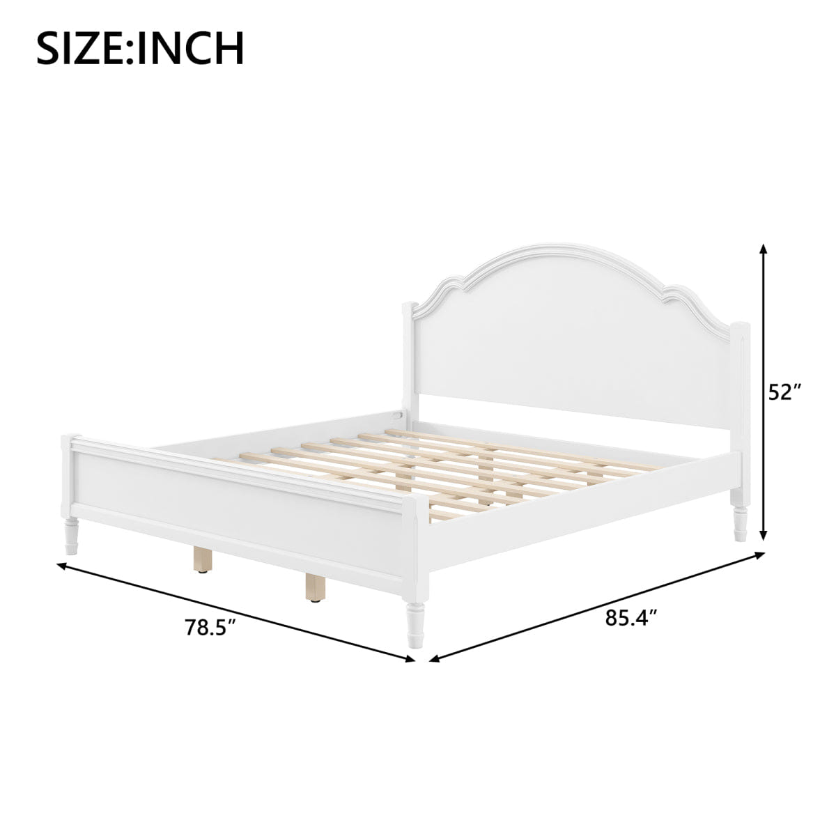 WHITE* Streamdale King Size Wood Platform Bed with Headboard and Footboard, White