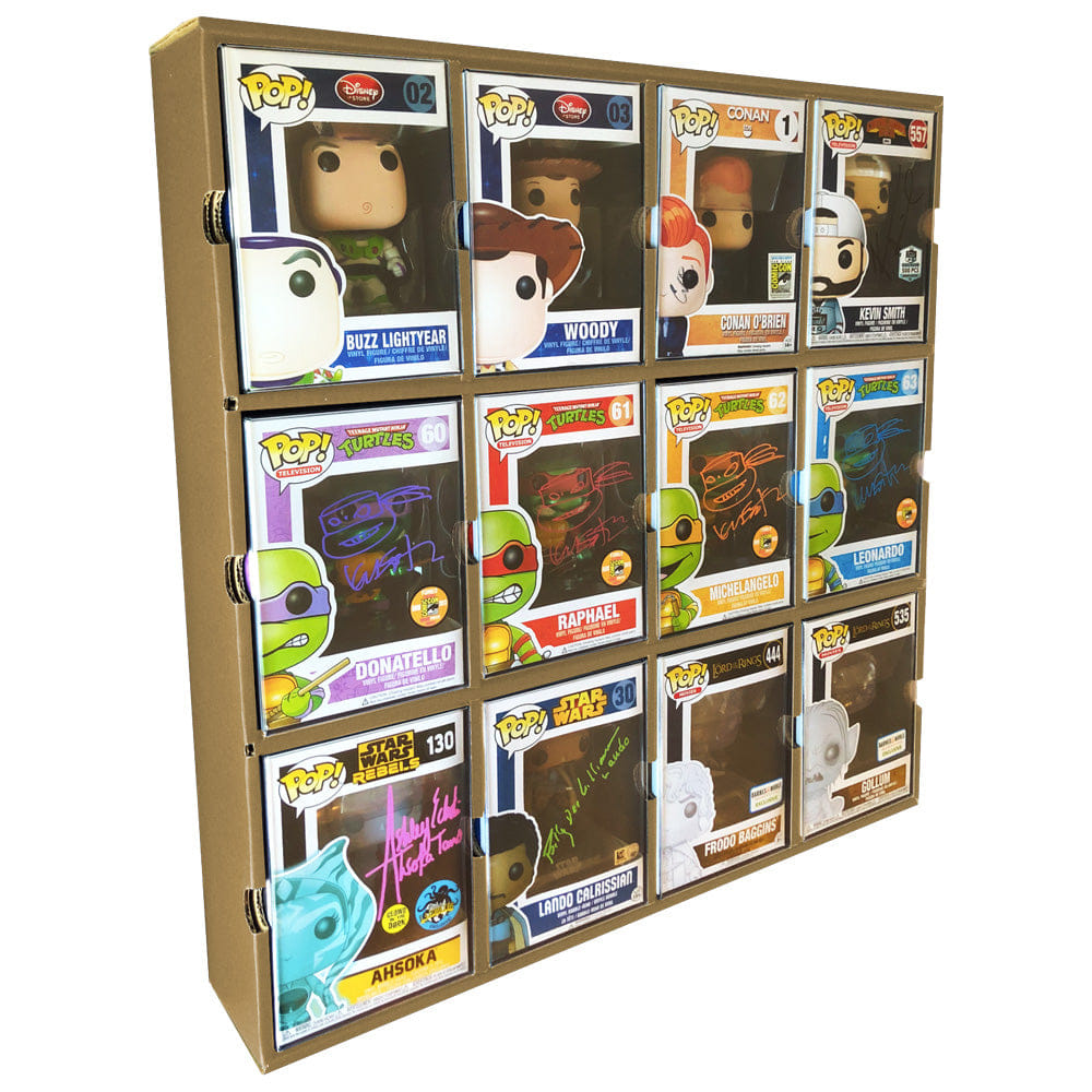 MK Kubbies (PRE - ORDER ETA EARLY AUGUST) KUBBIE ECO BROWN (3x4) - In Box Display Case for Funko Pops, Wall Mountable & Stackable Pop Shelf (Cardboard)