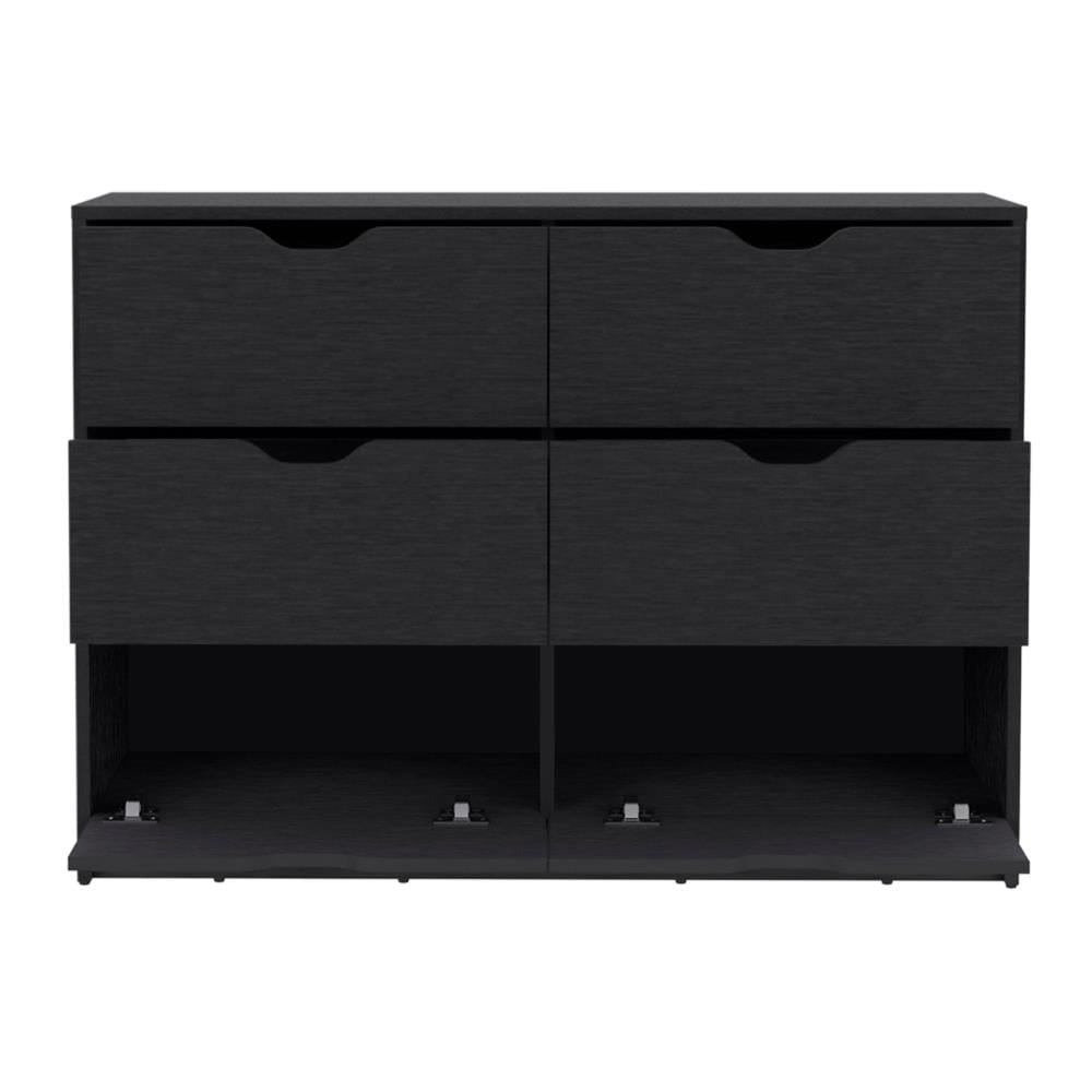 Drawer 42" Black Wood Six Drawer Double Dresser