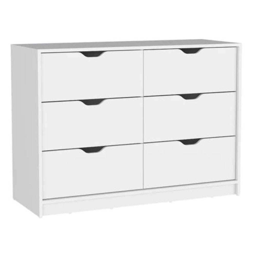 Drawer 42" White Six Drawer Double Dresser
