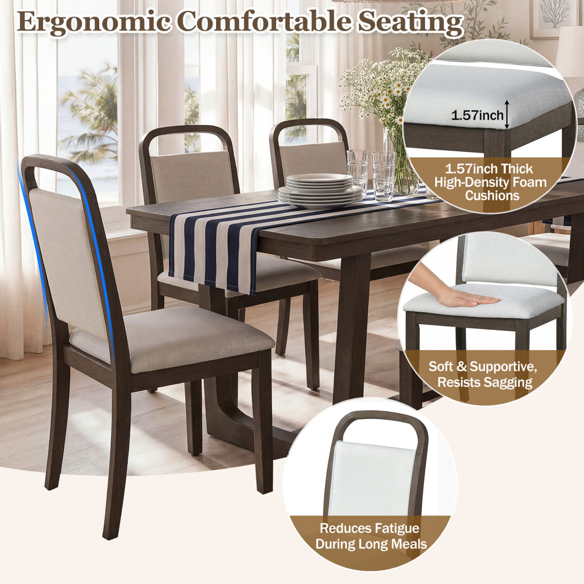And Streamdale 6 - Piece Farmhouse Dining Table Set with 4 Chairs and 1 Bench (Brown)