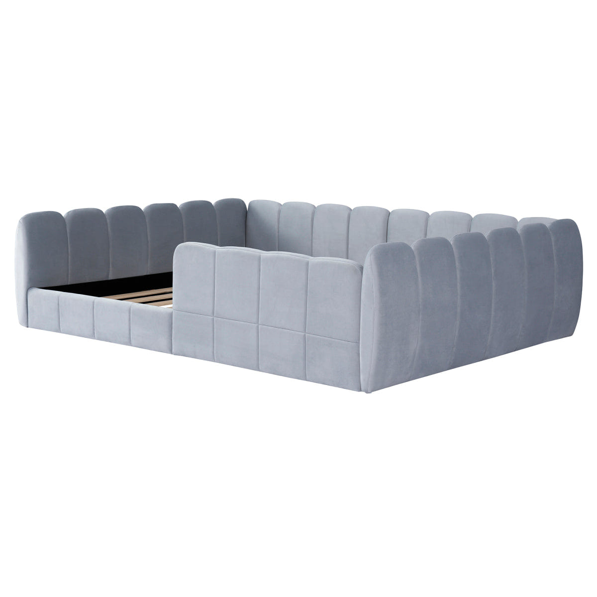 Velvet Streamdale Full Size Velvet Upholstered Floor Bed, Gray