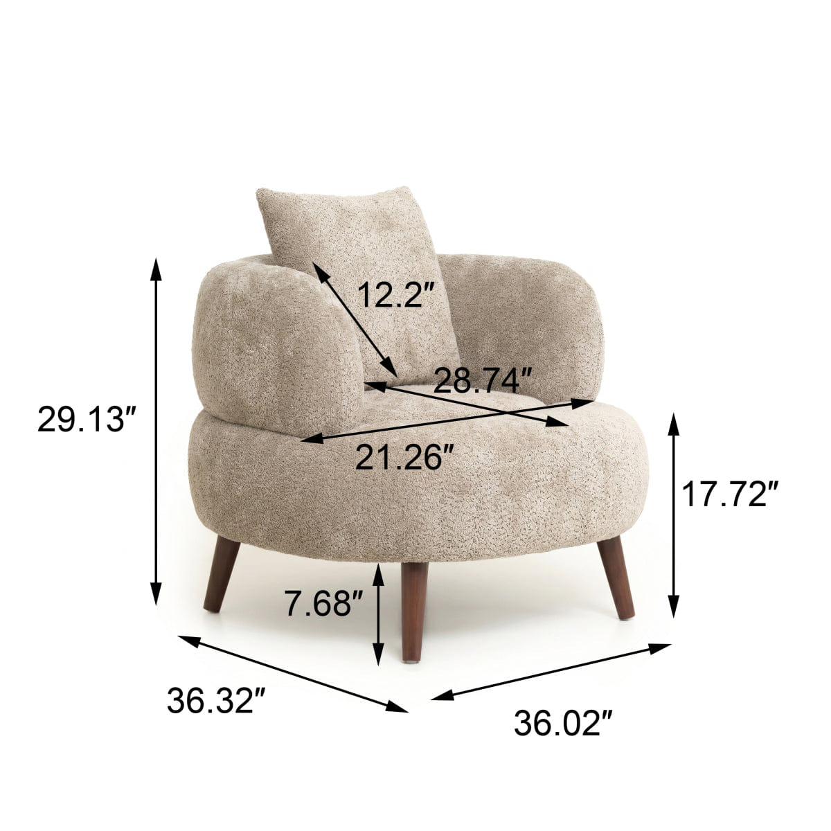 And Streamdale Nordic Chenille Lazy Club Chair with Ottoman and Pillow, Camel