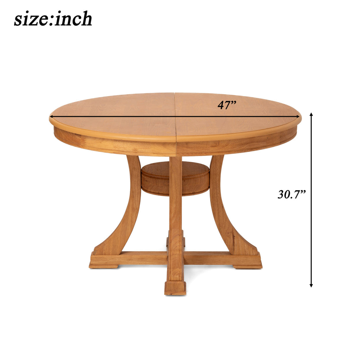 WOOD Streamdale Extendable Round Rubber Wood Dining Table, 47" - 59" Adjustable Kitchen Table
