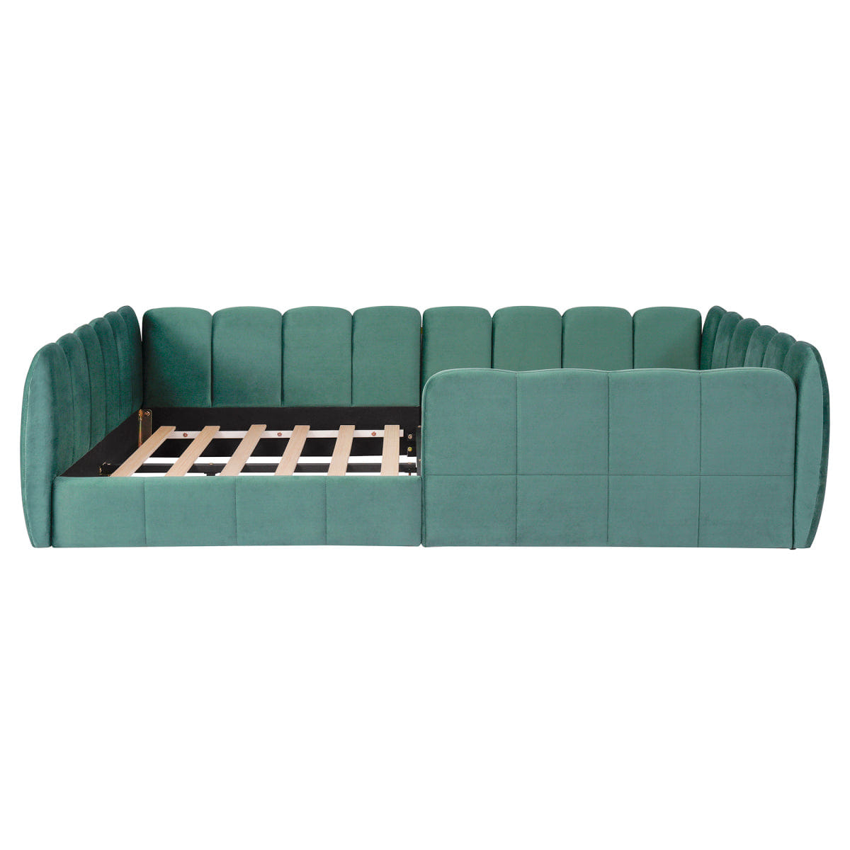 Velvet Streamdale Full Size Velvet Upholstered Floor Bed, Pumpkin Green