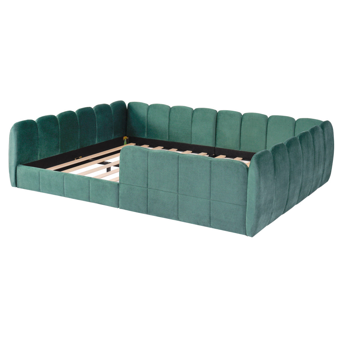 Velvet Streamdale Full Size Velvet Upholstered Floor Bed, Pumpkin Green