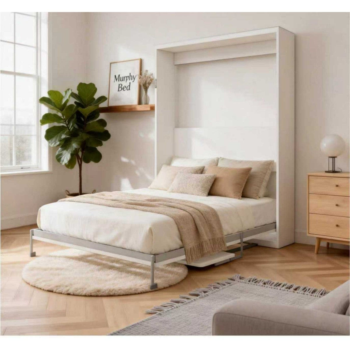 WHITE* Streamdale DIY Queen Desk Wall Bed Mechanism, White/Grey