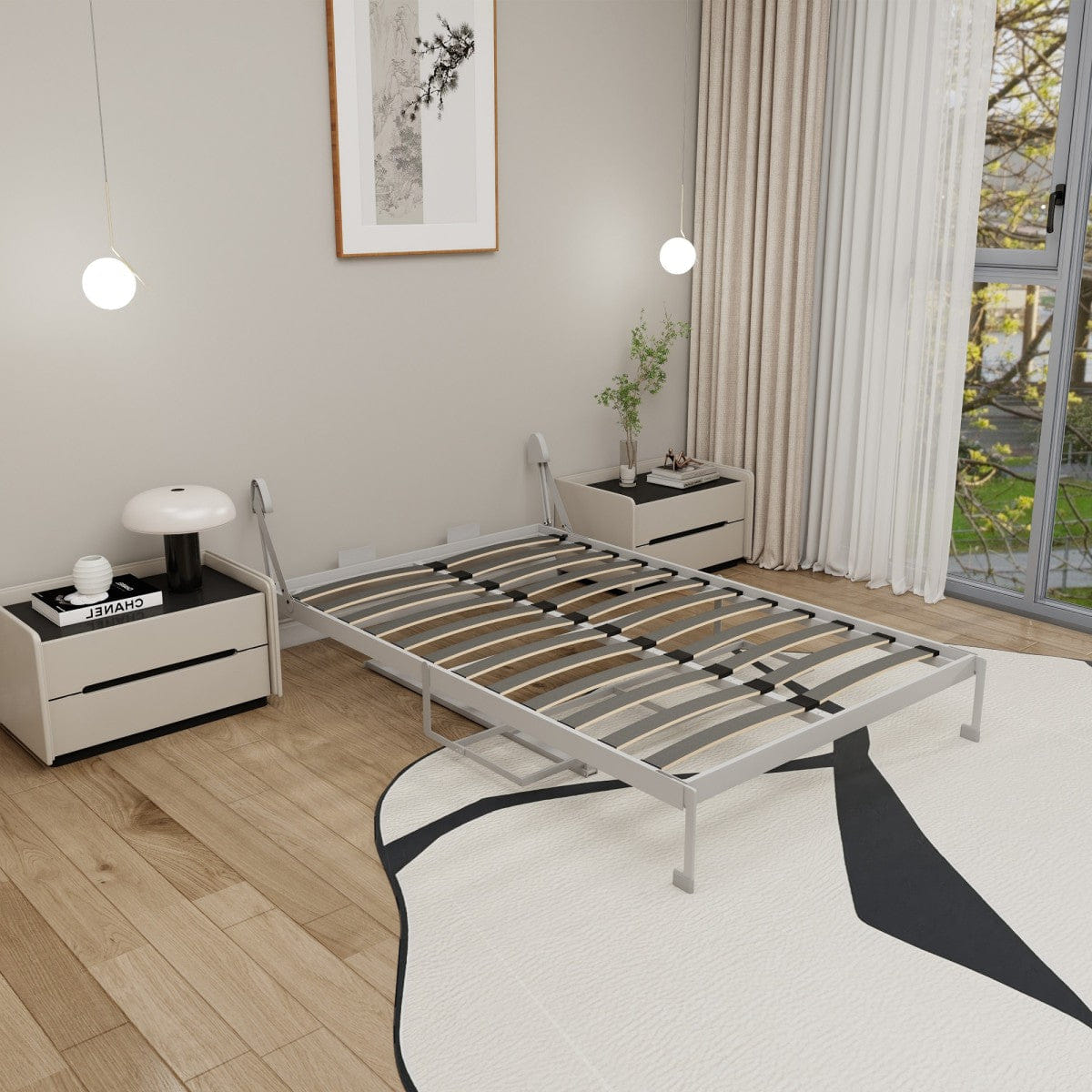 WHITE* Streamdale DIY Queen Desk Wall Bed Mechanism, White/Grey