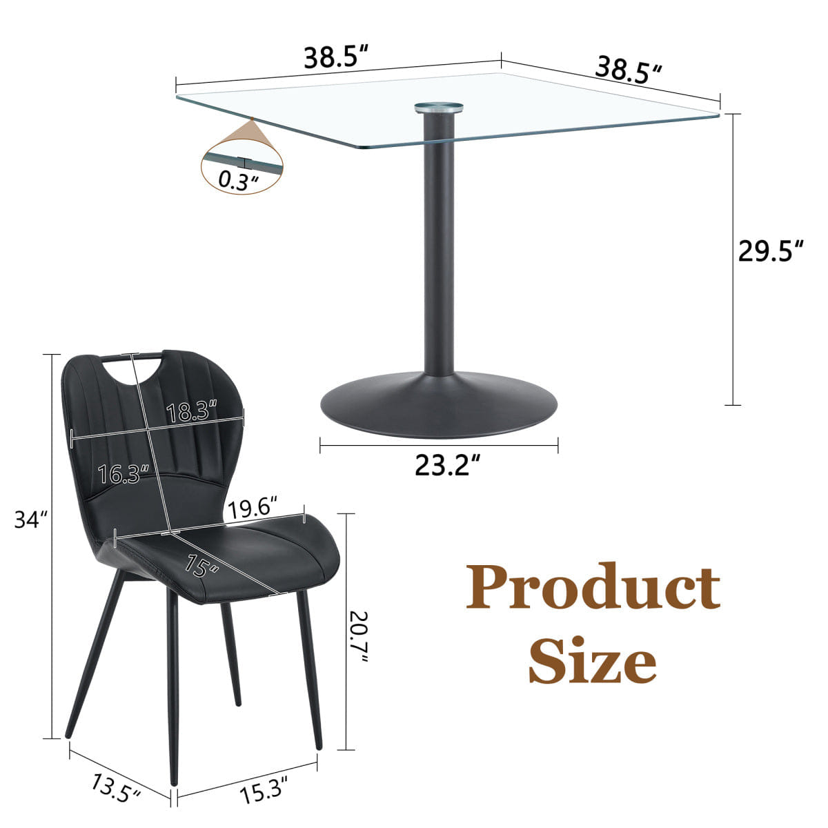 And Streamdale Glass Dining Table and 4 Black PU Chairs Set