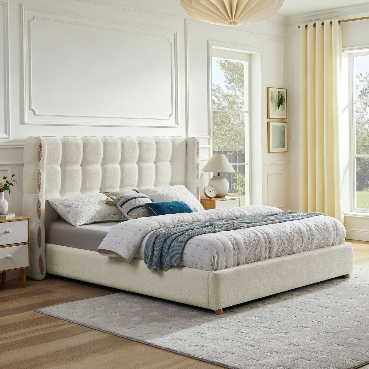 GAS Streamdale King Size Waffle Wingback Gas Lift Storage Bed