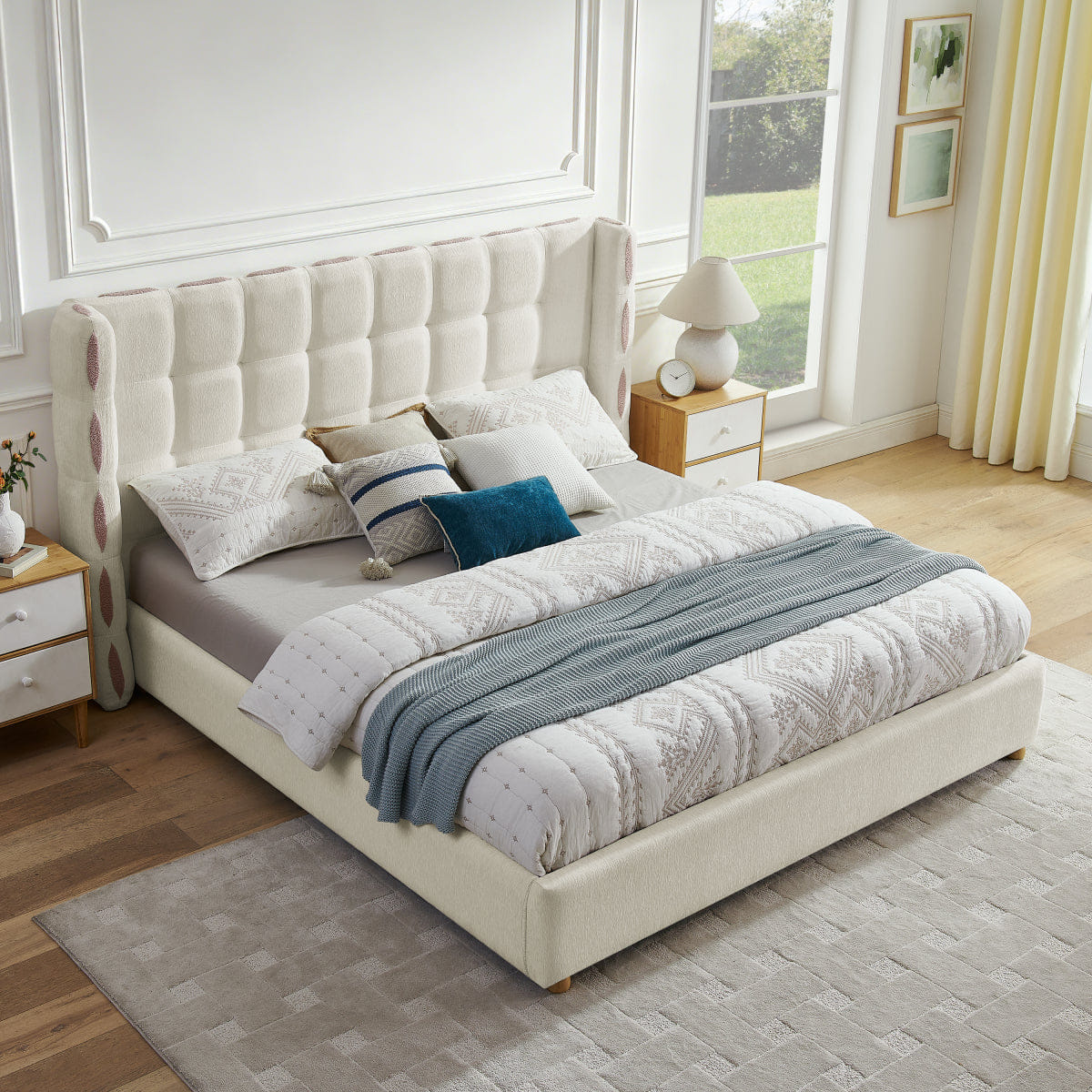GAS Streamdale King Size Waffle Wingback Gas Lift Storage Bed