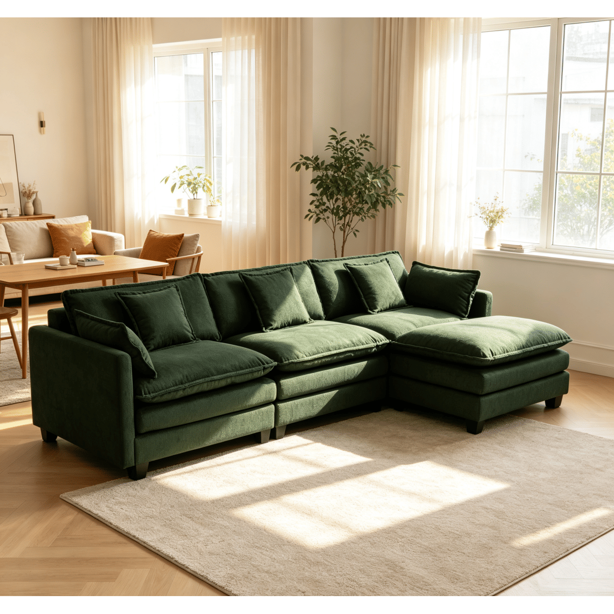And Streamdale Modern 3 - Seat Sectional Sofa with Ottoman and Chaise Lounge