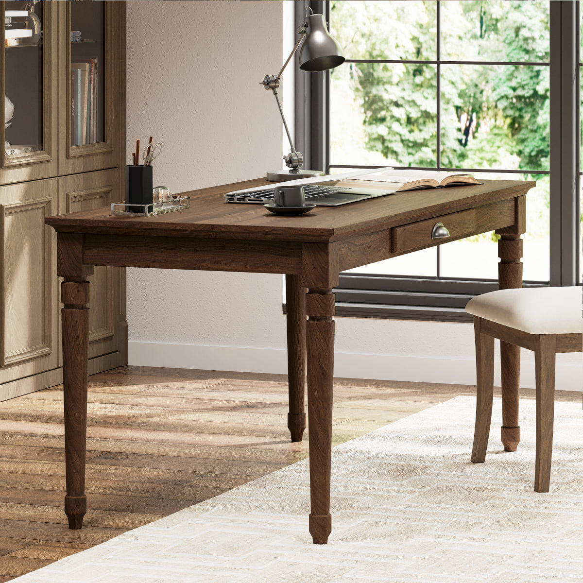 Drawer Streamdale 60" Rustic Farmhouse Writing Desk with Drawer, Chestnut